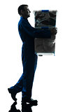 removal man with boxes silhouette