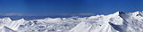 Panoramic view on snowy plateau and slopes for freeriding at nic