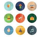Collection of Nine Vector Birthday Party Icons