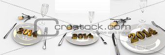 Set Of Abstract New Year 2014 On The Plate - Good Taste