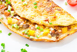 Omelet with diced vegetables