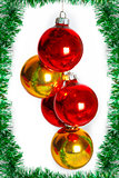 Christmas balls on a green tinsel as a symbol of the New year