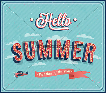 Hello summer typographic design.