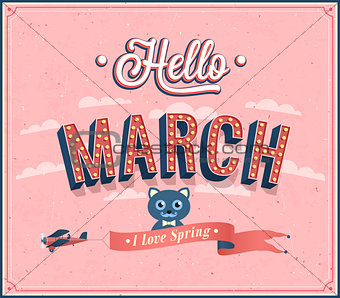 Hello march typographic design.