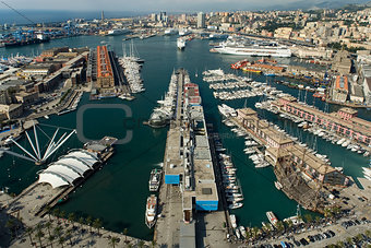 aerial view of Genoa Harbor