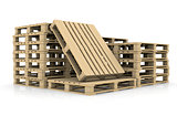 Group wooden pallets