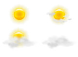 Sun and clouds in weather icons set
