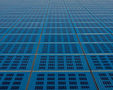 Blue solar panel collector view
