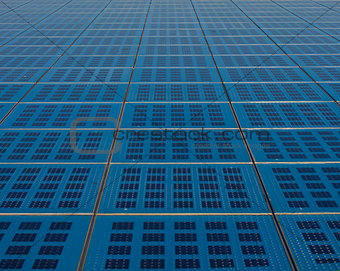 Blue solar panel collector view