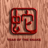 Chinese Snake Symbol Wood Background Illustration
