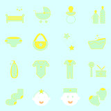 Baby color icons set on light background
