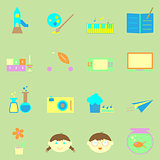 Kid activities color icons set 