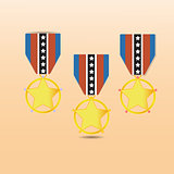Star medal award with neck strap