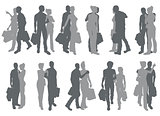 Shopping couple silhouettes