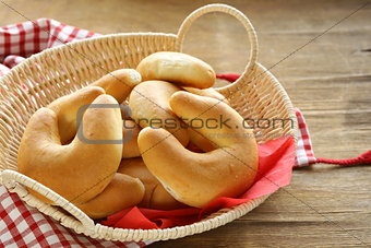 mini sweet rolls crescent on wooden table