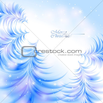 Christmas icy abstract background with fir-trees