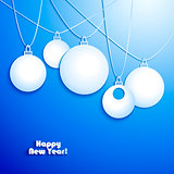 Paper Christmas balls on blue background