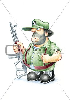 Soldier with automate gun