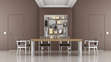 Brown dining room 