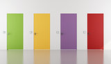 Colorful doors flush with the wall