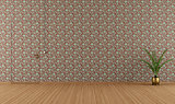 Empty room with vintage wallpape