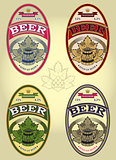 set of four oval labels for beer