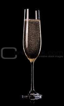 Champagne on black background