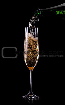 Golden champagne in glass