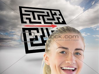 Laughing businesswoman looking at camera