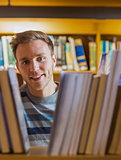 Close up portrait of a male student in the library