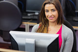 Female student in the computer room