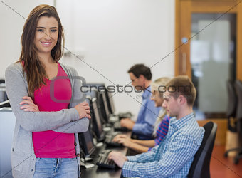 Teacher with students in the computer room