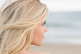 Close up of a relaxed young blond at beach