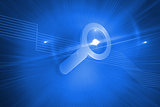 Shiny magnifier on blue background
