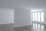 Bright room with wall in the middle