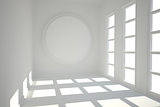White room with circle at wall