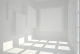 White room with squares at wall