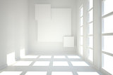 White room with squares at wall