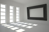 Dark white room with frame at wall