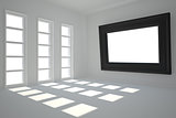 Dark white room with frame at wall