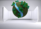 Earth floating in front of screen