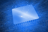 Square on blue circuit board background