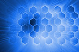 Hexagons on blue background