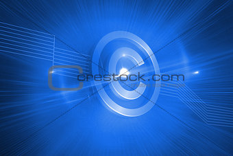 Shiny copyright icon on blue background