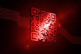 Shiny red barcode on black background