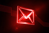 Shiny red envelope on black background