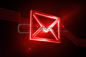 Shiny red envelope on black background
