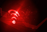Shiny red wifi icon on black background