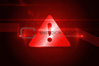 Shiny red attention icon on black background