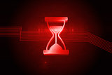 Shiny red hourglass on black background